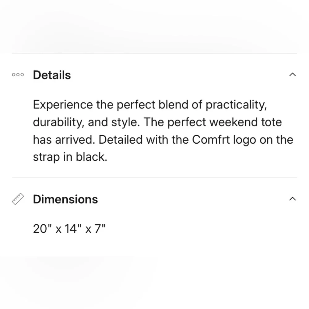 Comfrt White Tote Bag NWT - Picture 2 of 7